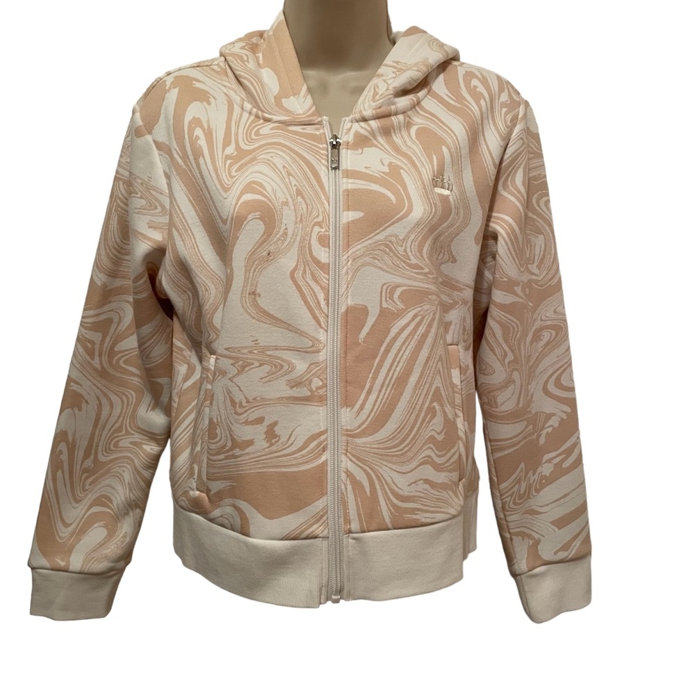 Juicy Couture Beachwood Swirl Hoodie Size Medium Tan/Ivory Full Zip